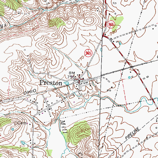 Topographic Map of Preston Railroad Station (historical), KY