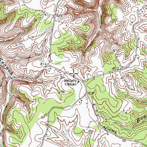 Topographic Map of Red Bush (historical), KY