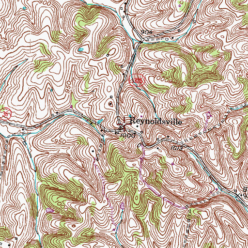 Topographic Map of Reynoldsville Post Office (historical), KY