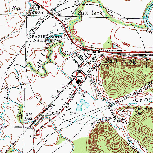 Topographic Map of Salt Lick Railroad Station (historical), KY