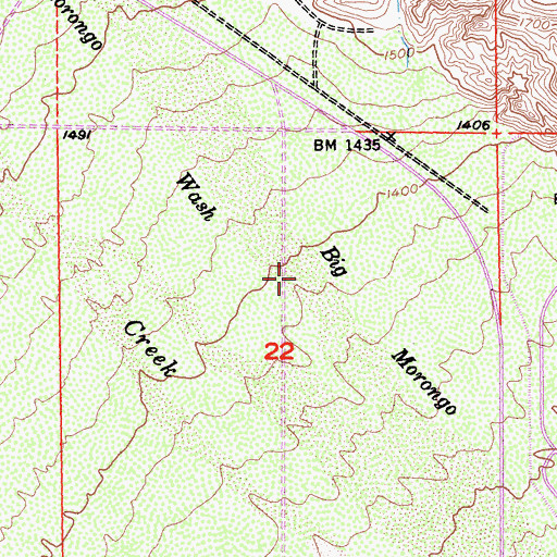 Topographic Map of Dry Morongo Wash, CA
