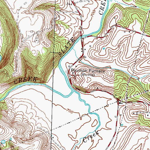 Topographic Map of Slate Creek Iron Works Post Office (historical), KY