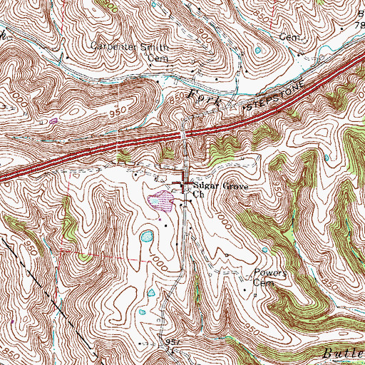 Topographic Map of Sugar Grove Christian Church, KY