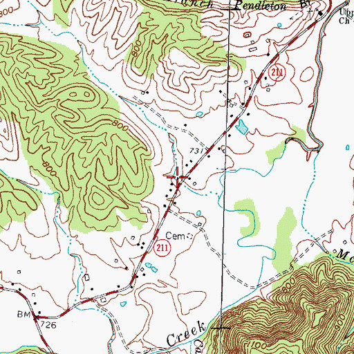 Topographic Map of Upper Salt Lick School (historical), KY