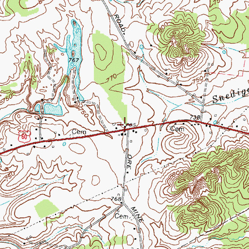 Topographic Map of Vance's Store (historical), KY