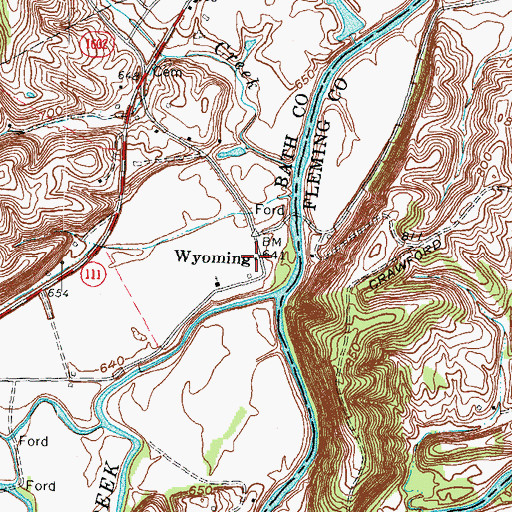Topographic Map of Wyoming Post Office (historical), KY