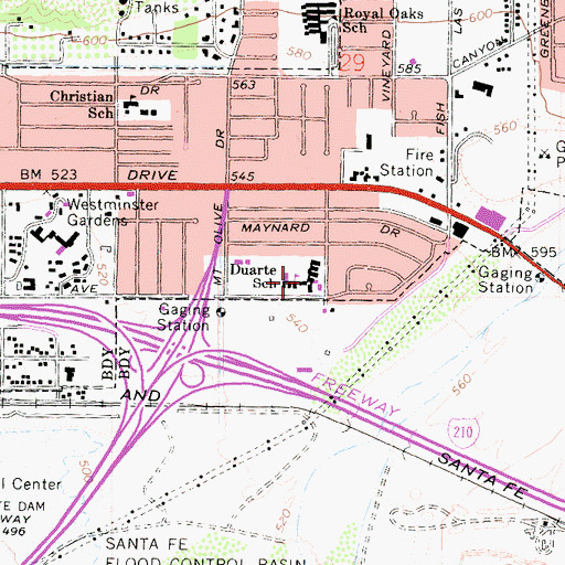 Topographic Map of Andres Duarte Elementary School, CA