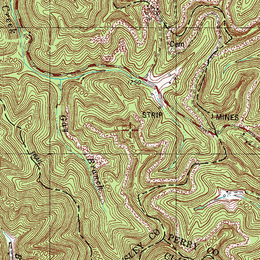 Topographic Map of Bargers Knob, KY