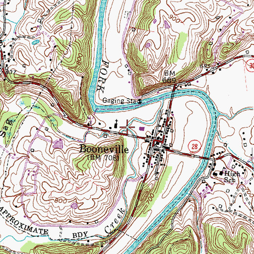 Topographic Map of Boone Spring, KY