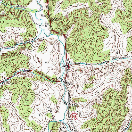 Topographic Map of Brewer Neighborhood (historical), KY