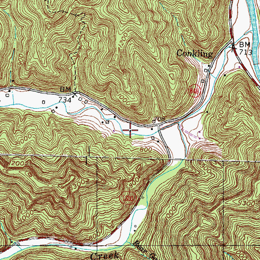Topographic Map of Brookside School, KY