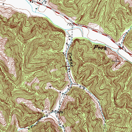 Topographic Map of Cane Fork School, KY