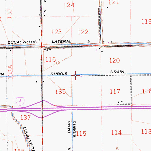 Topographic Map of Dubois Drain, CA