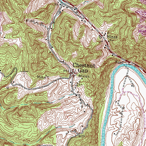 Topographic Map of Chestnut Neighborhood (historical), KY