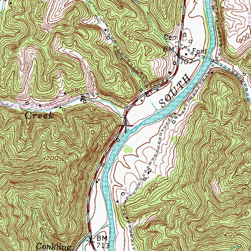 Topographic Map of Conkling Post Office, KY