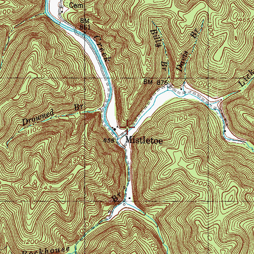 Topographic Map of Couch Town Neighborhood (historical), KY