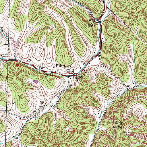 Topographic Map of Elk Lick Neighborhood (historical), KY