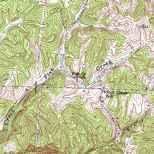 Topographic Map of Fish Creek Neighborhood (historical), KY