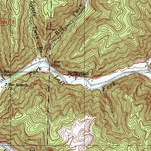 Topographic Map of Gabbard Post Office, KY