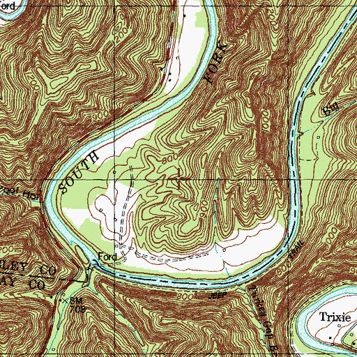 Topographic Map of Grapevine Bend, KY