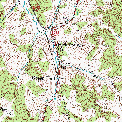 Topographic Map of Greenhill Post Office, KY