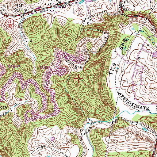 Topographic Map of Mine Knob, KY