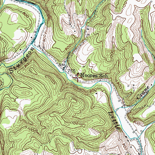 Topographic Map of Moors Neighborhood (historical), KY