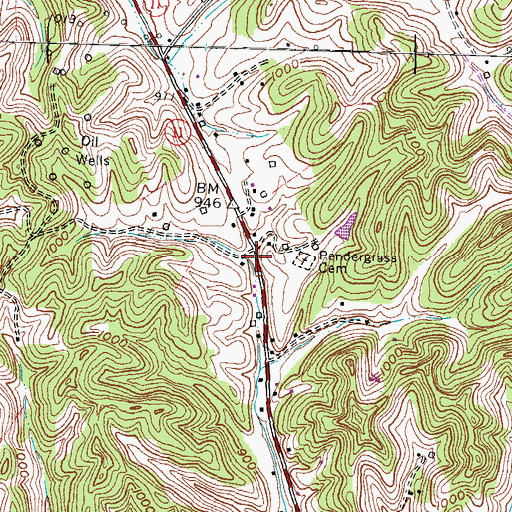 Topographic Map of Pleasant Grove School, KY