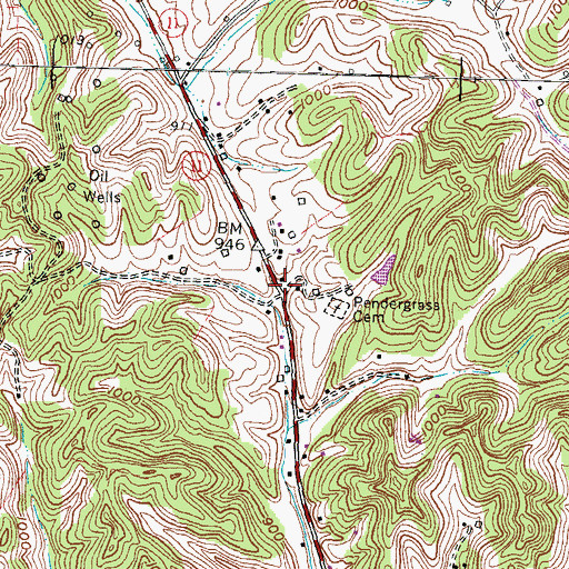 Topographic Map of Pleasant Neighborhood (historical), KY