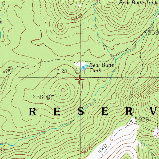 Topographic Map of Bear Butte Tank, AZ