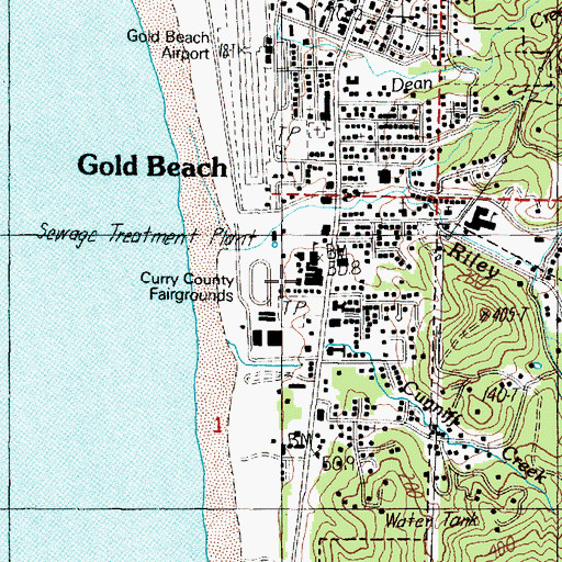 Topographic Map of Gold Beach High School, OR