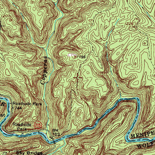Topographic Map of Moonshiner Arch, KY