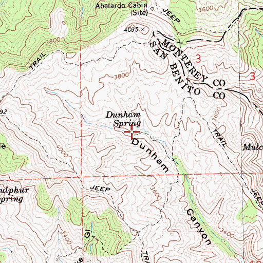 Topographic Map of Dunham Spring, CA