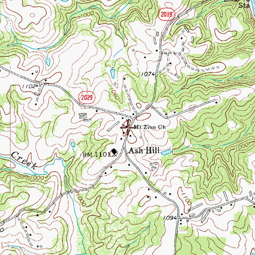 Topographic Map of Ash Hill General Store (historical), NC