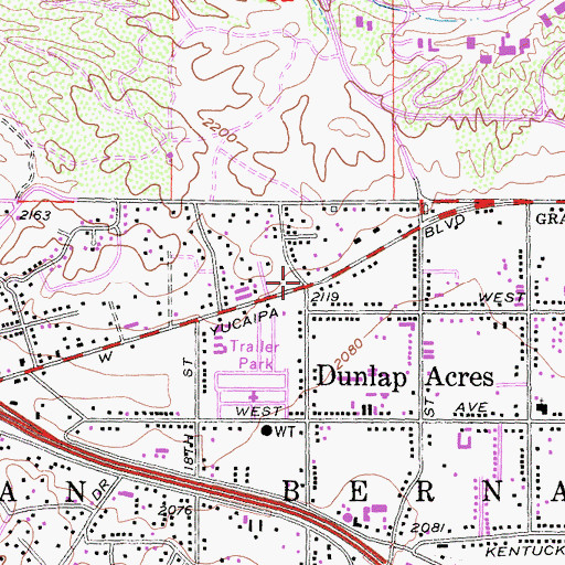 Topographic Map of Dunlap Acres, CA