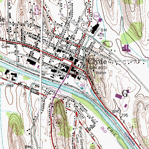 Topographic Map of Clyde Fire Department, NY