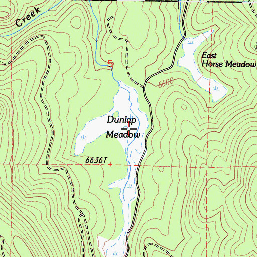 Topographic Map of Dunlap Meadow, CA