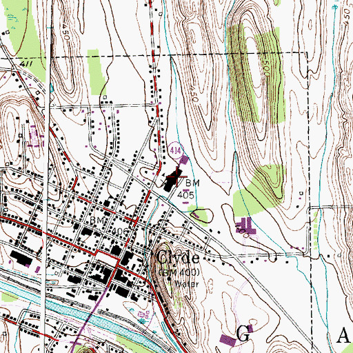 Topographic Map of Clyde Junior-Senior High School, NY