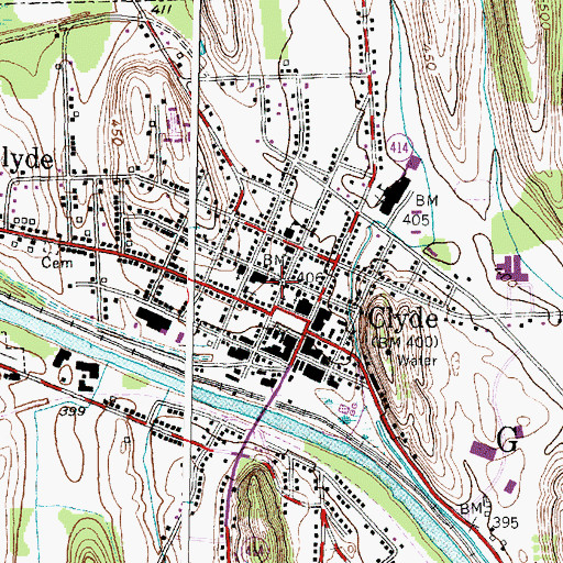 Topographic Map of United Methodist Church of Clyde, NY