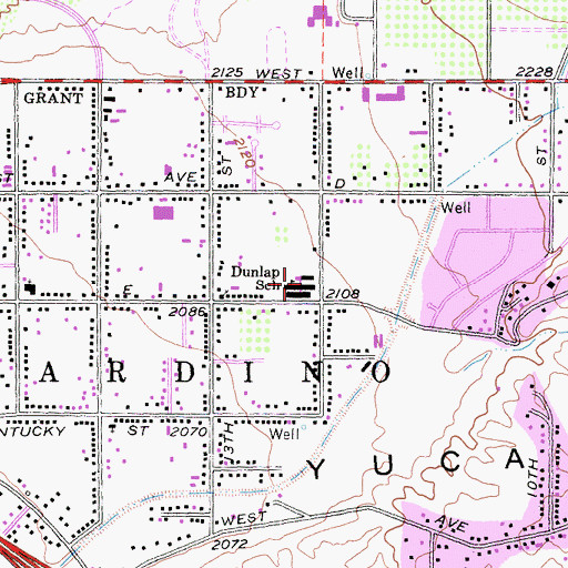 Topographic Map of Dunlap Elementary School, CA