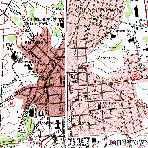 Topographic Map of First Baptist Church, NY