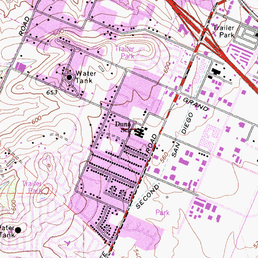 Topographic Map of Alvin M Dunn Elementary School, CA