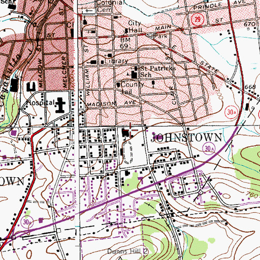 Topographic Map of Knox Junior High School, NY