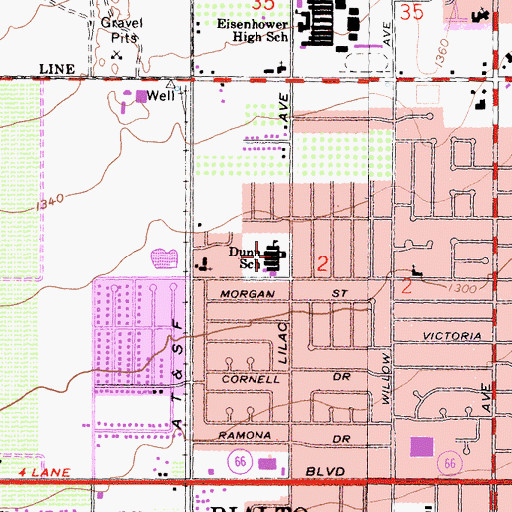 Topographic Map of Dunn Elementary School, CA
