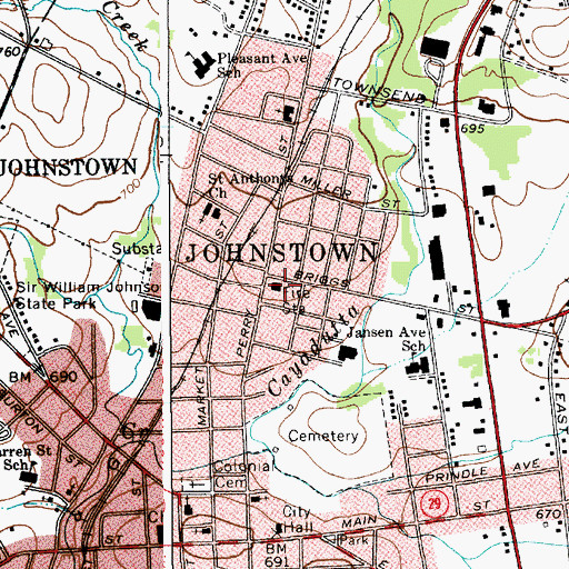 Topographic Map of Johnstown Fire Department, NY