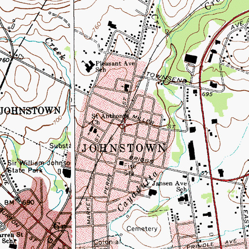 Topographic Map of Johnstown Fire Station Number 2, NY