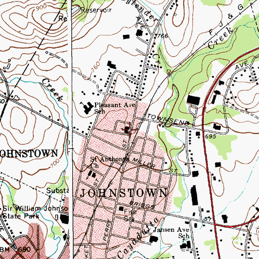 Topographic Map of First Reformed Church, NY