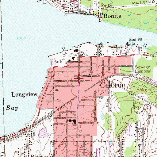 Topographic Map of Celoron Village Fire Department, NY