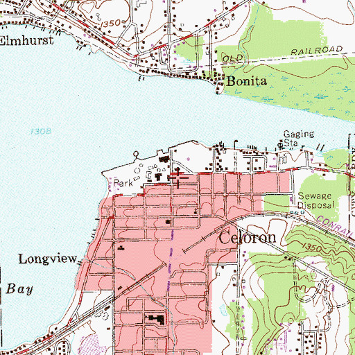 Topographic Map of Celoron Village Hall, NY