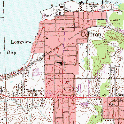 Topographic Map of Celoron High School, NY